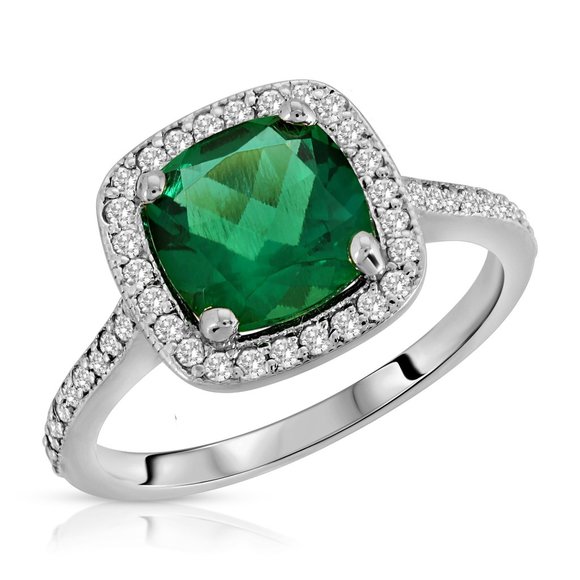 Galaxy Gold Products Jewelry - 14K GOLD RING W DIAMONDS & LAB. CREATED EMERALD
